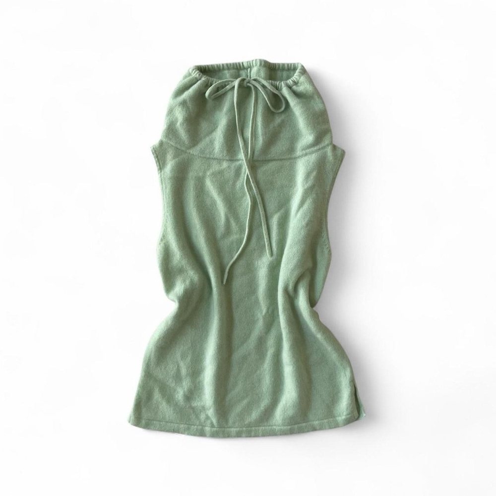 Pastel green slouchy neck sleeveless sweater